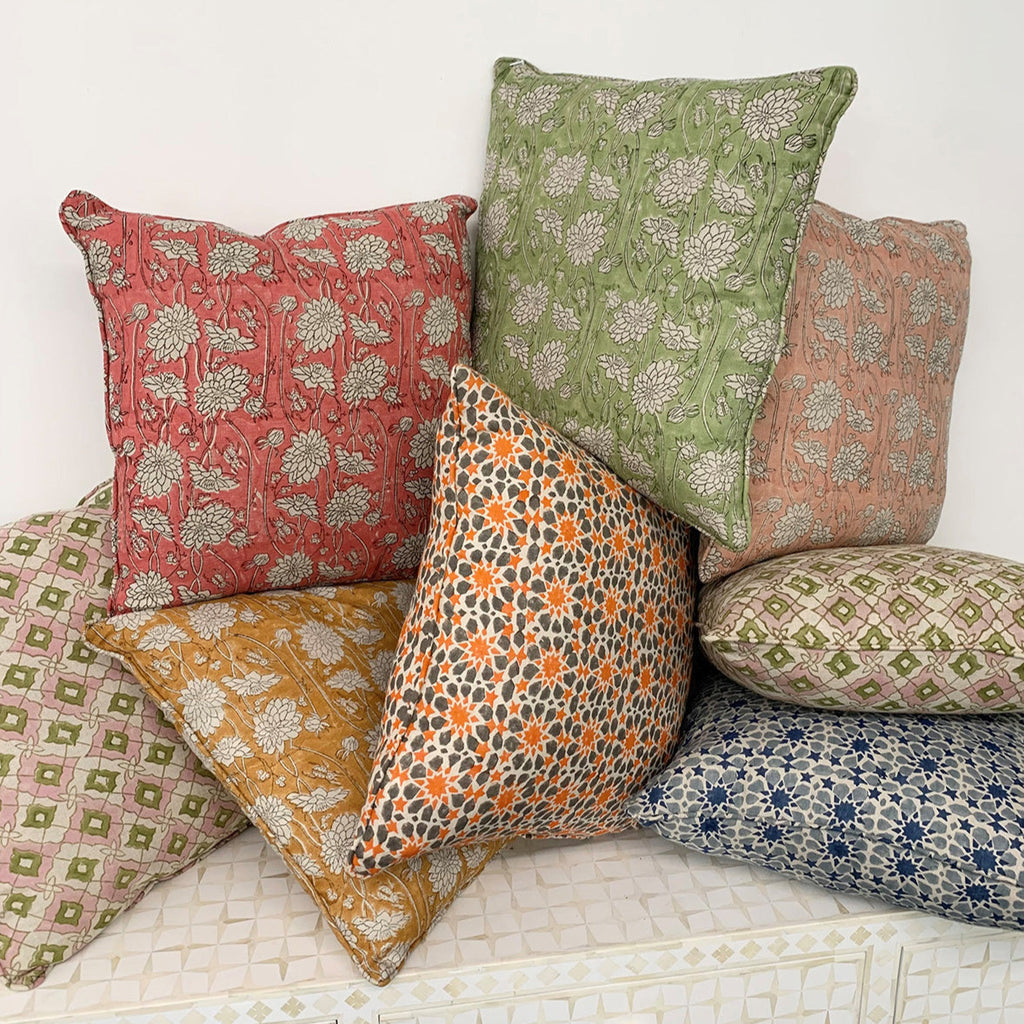Embroidered linen cushions