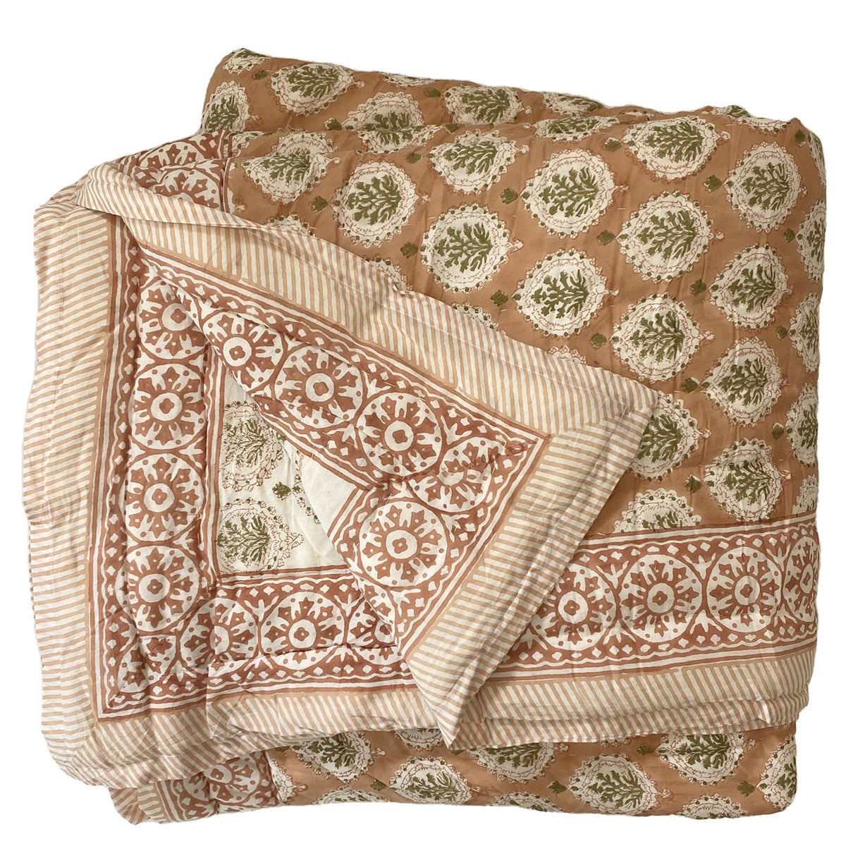 Reversible Quilt - Johri - Terracotta Multi