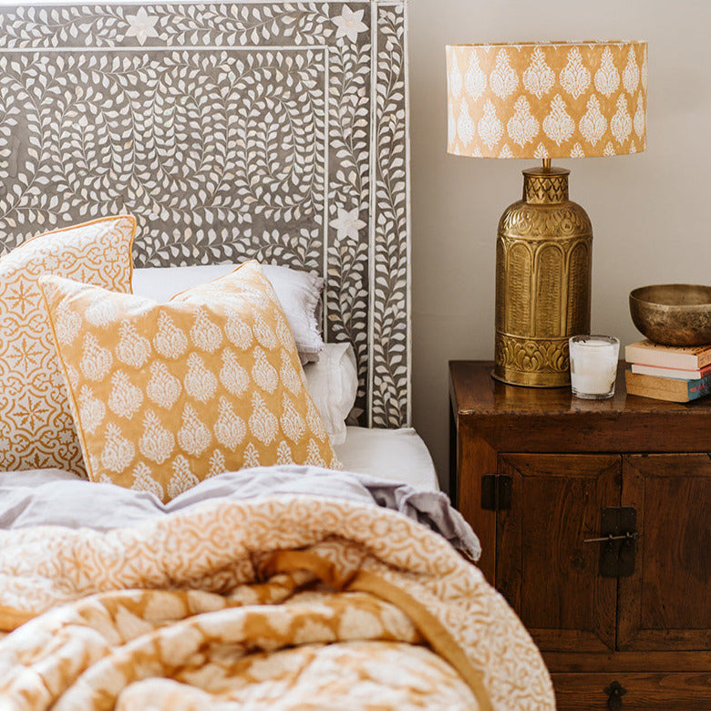 Block print lamp shades | Mustard