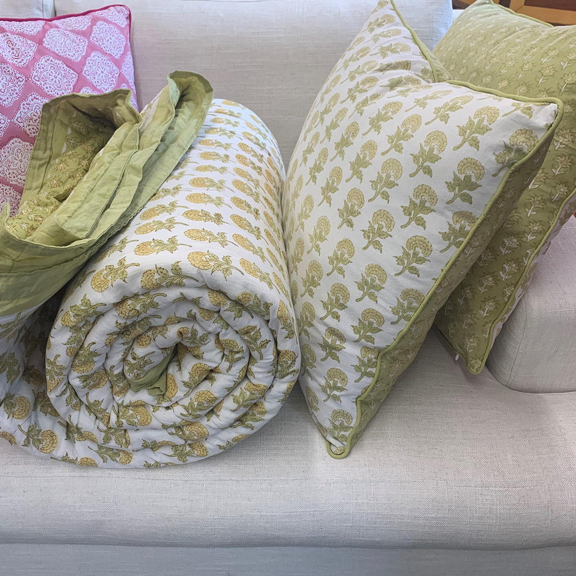 block printed cushions