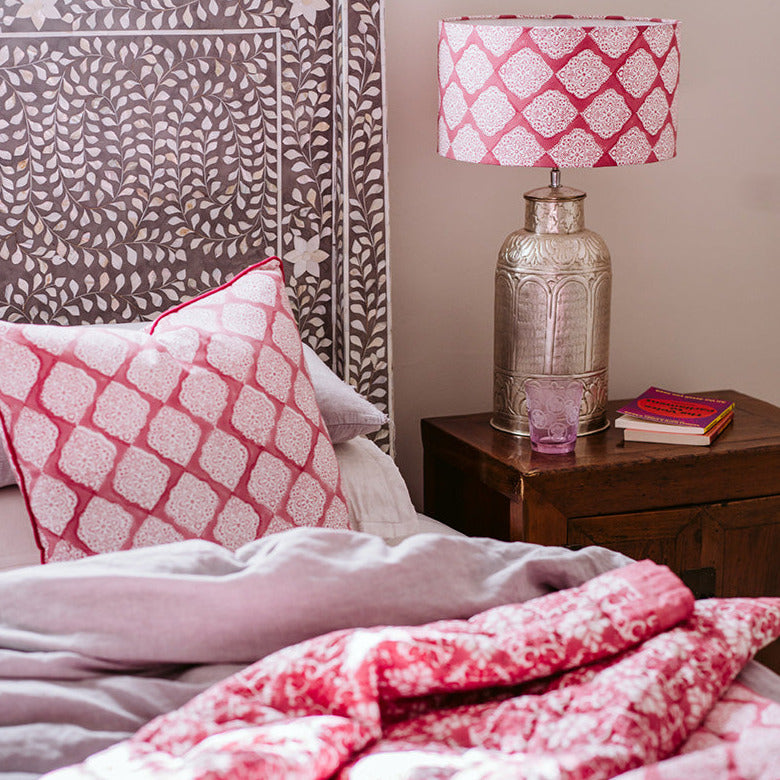 Block print lamp shades | Pink Mandala 