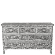 Shalimar Mother of Pearl Inlay 7-Drawer Chest - Floral - Grey