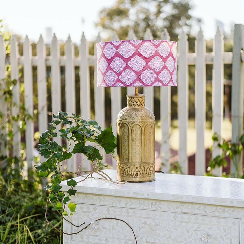 Block print lamp shades | Pink Mandala 