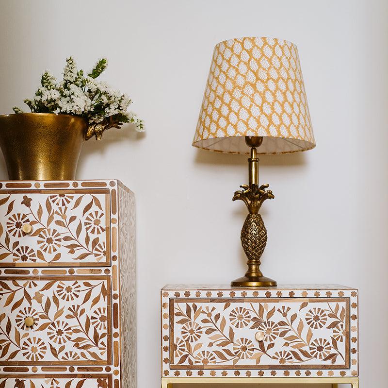 Block printed lamp shades | Mini Bouti Mustard