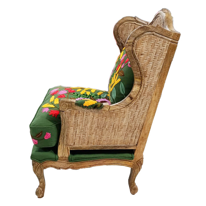 Embroidered cotton library chair bottle Green