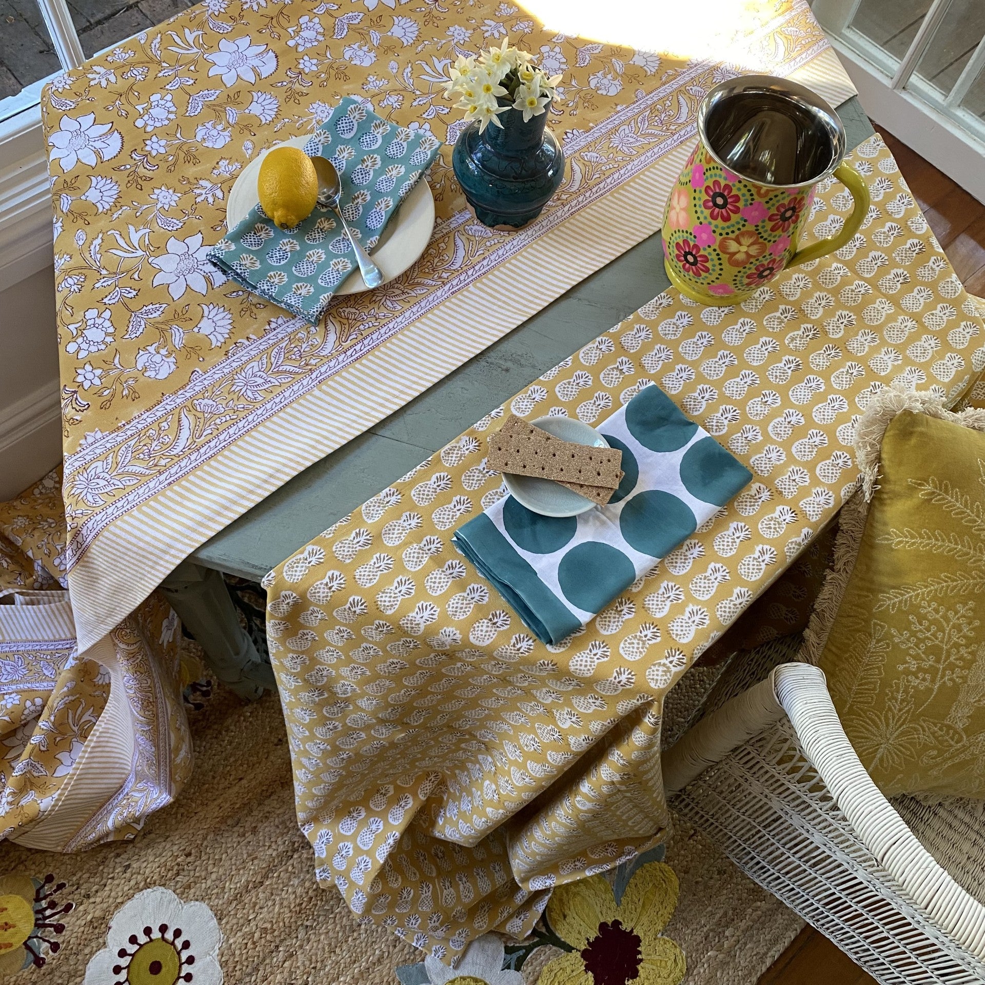 Australian Mustard Floral Tablecloths – Perfect for Every Occasion