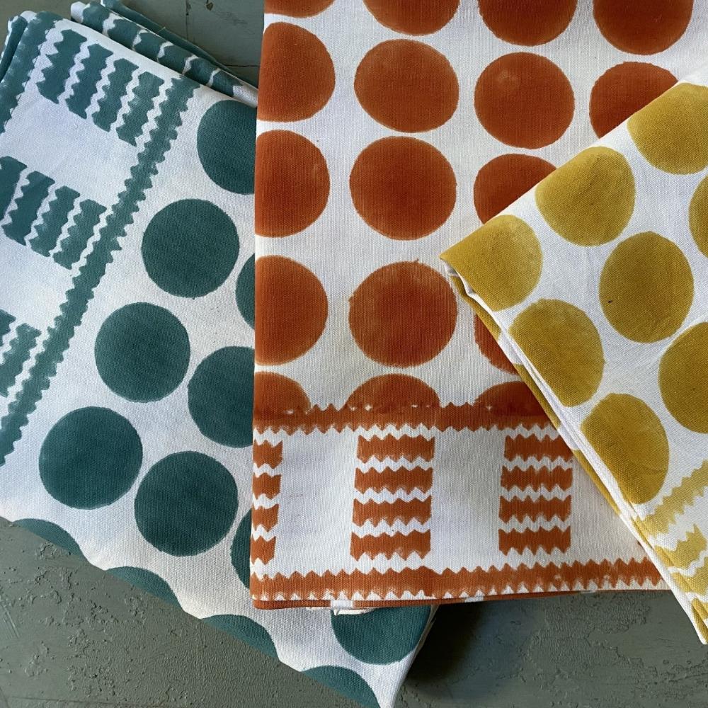 Colourful tablecloths Australia, polka dot designs, Australian home decor