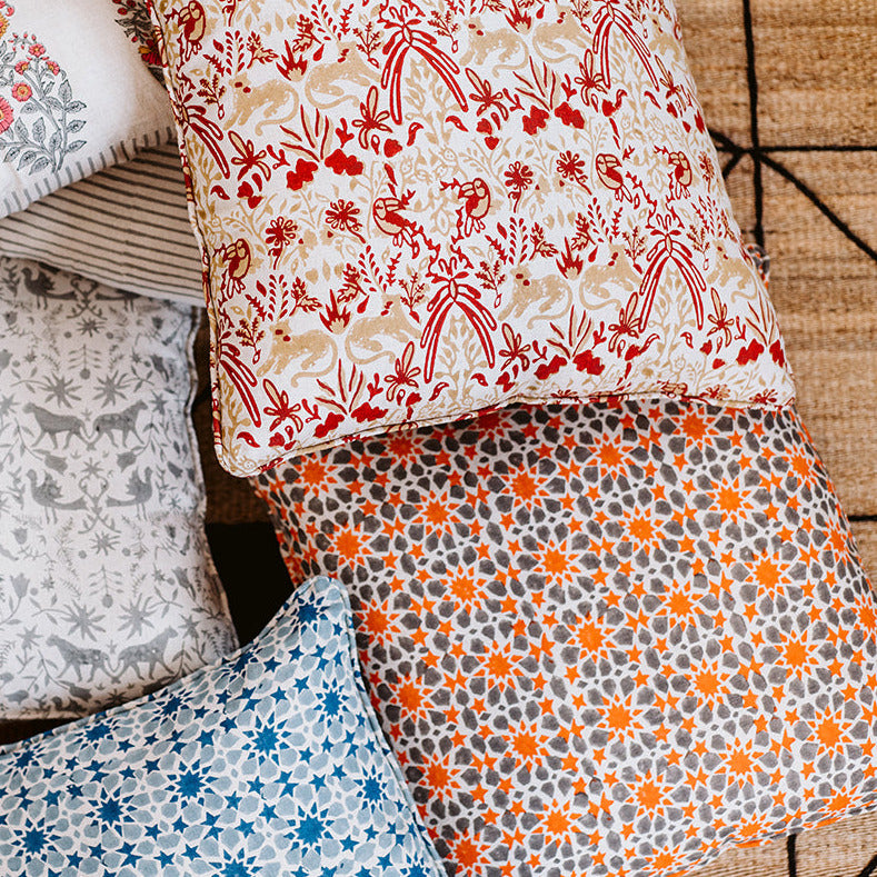 Block printed cushions