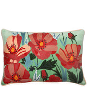 Poppy lumbar cushion - mint embroidered velvet