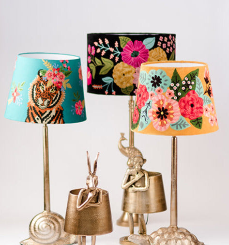 Embroidered lamp shades Australia | Black Floral