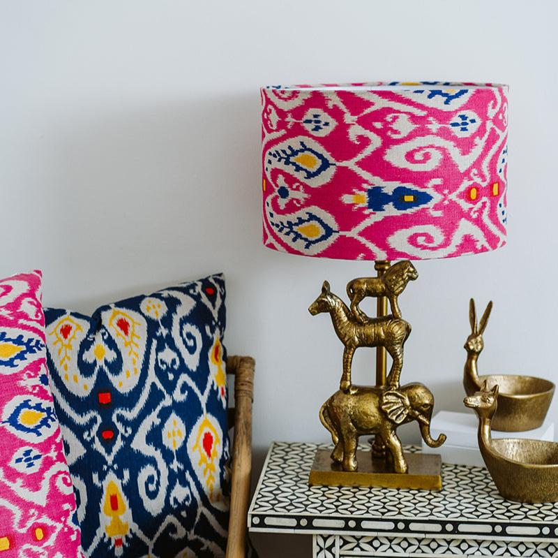 Linen lampshade | Ikat Pink