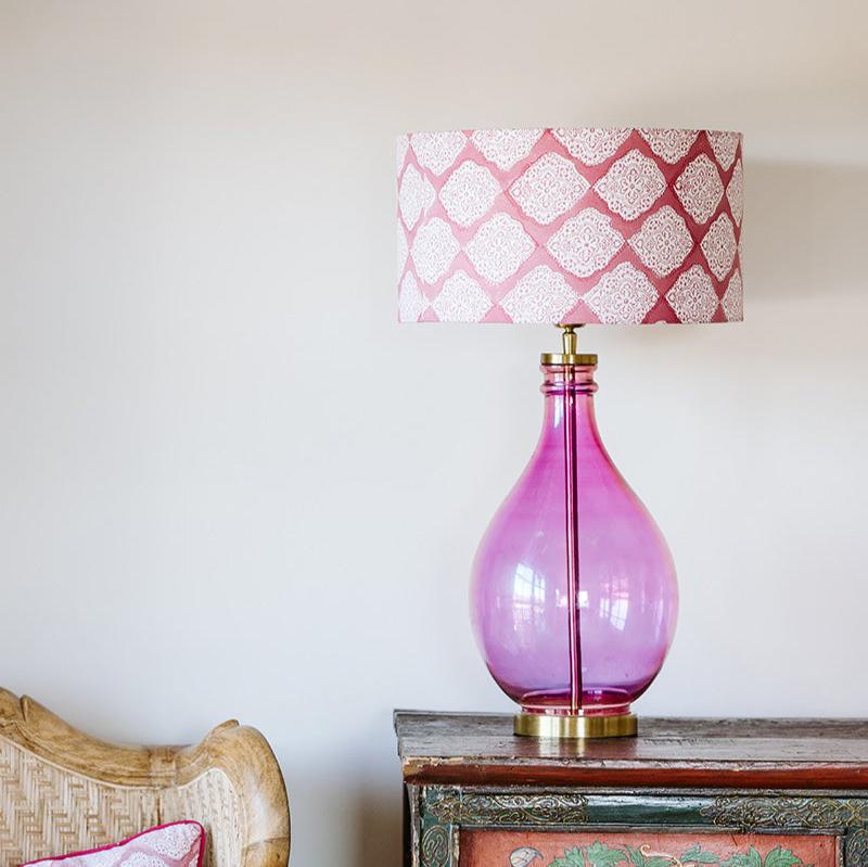 Block print lamp shades | Pink Mandala 