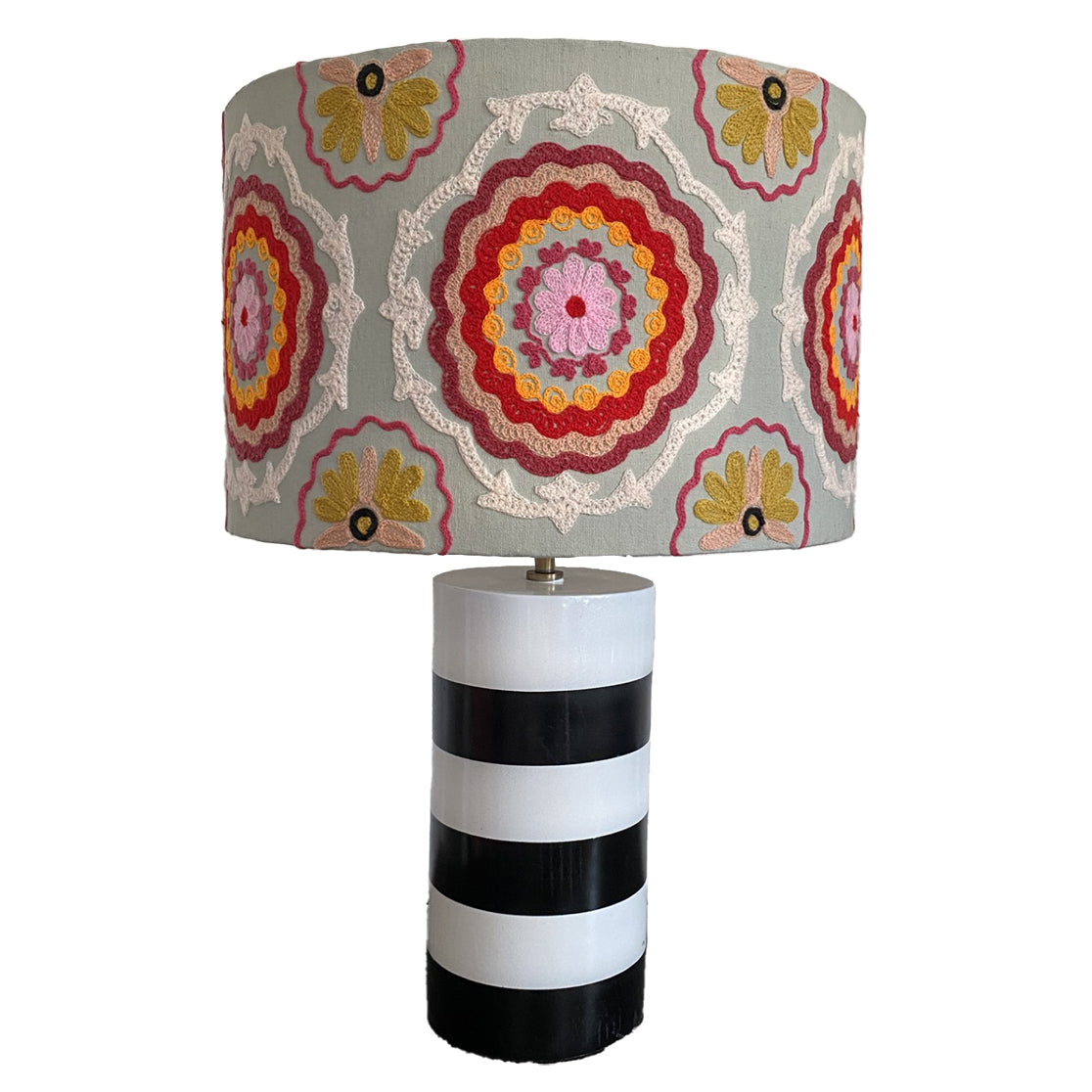 Striped Lamp Base - Black / White