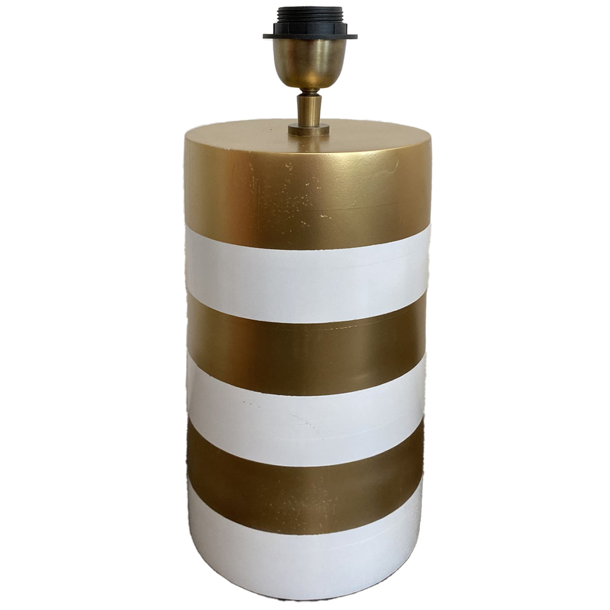 Striped Lamp Base - White / Gold