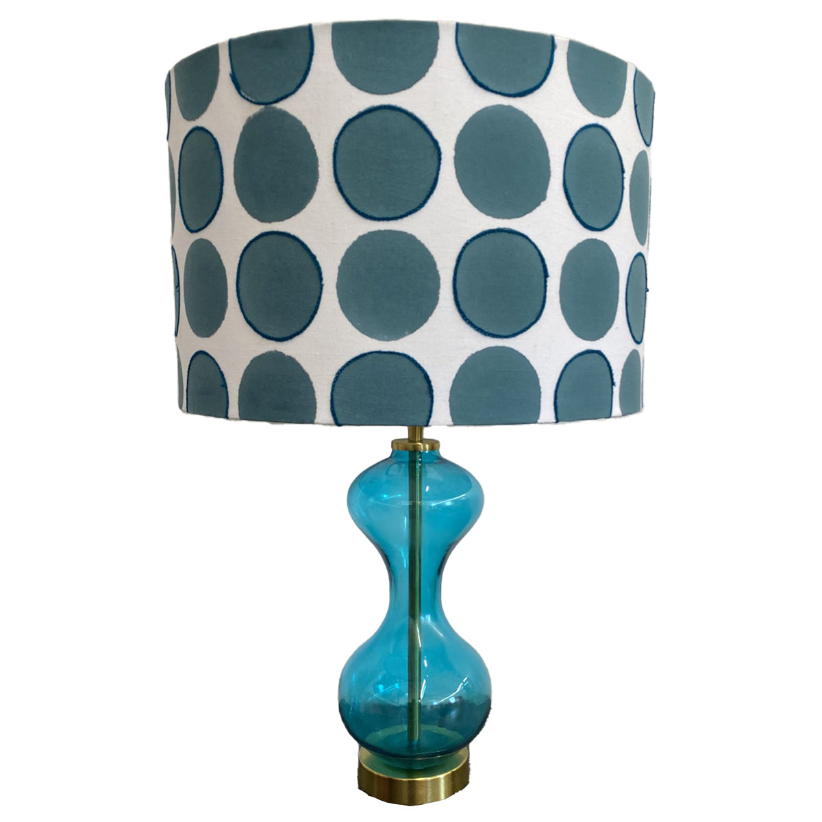 Block Printed Lampshade - Blue