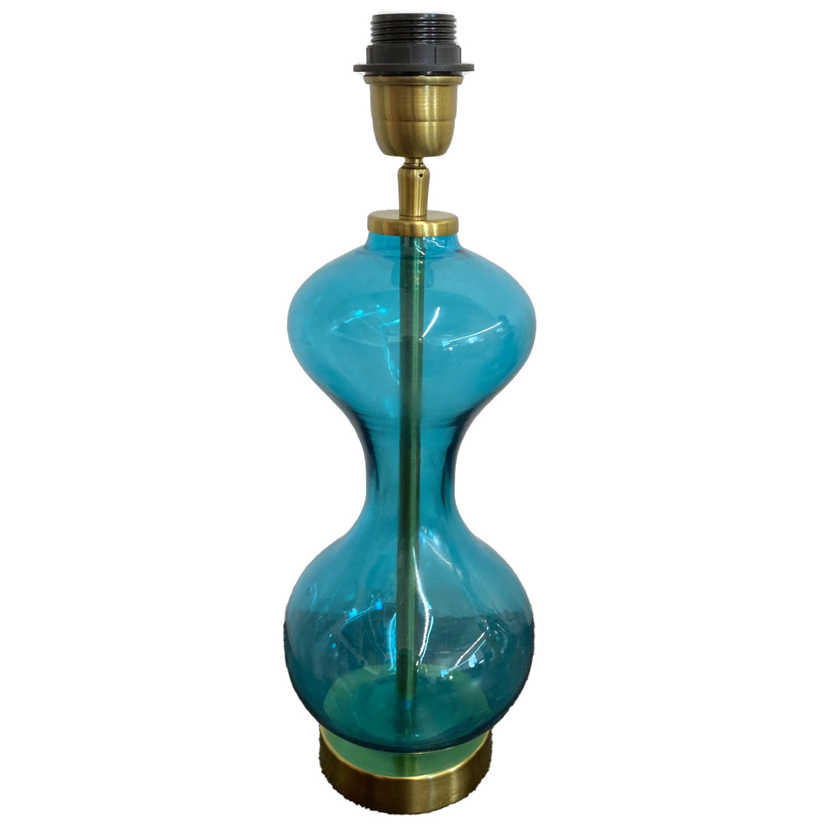 Glass Lamp Base - Hourglass - Turquoise