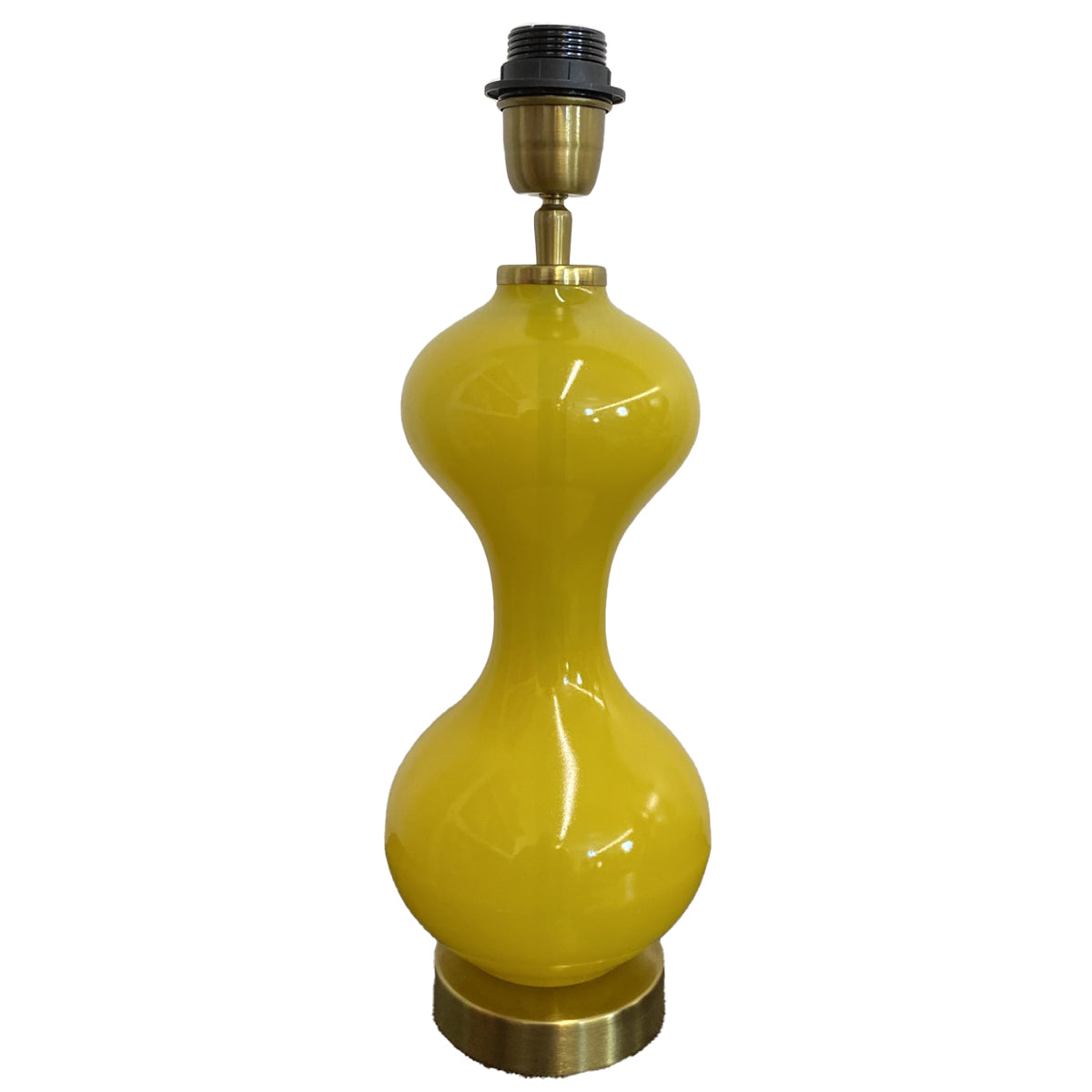 Glass Lamp Base - Hourglass - Yellow