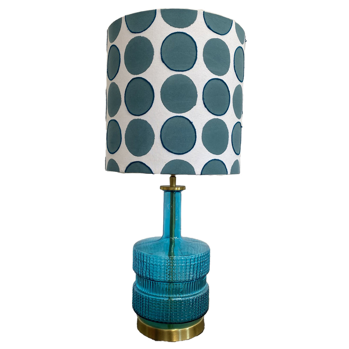 Block Printed Lampshade - Blue