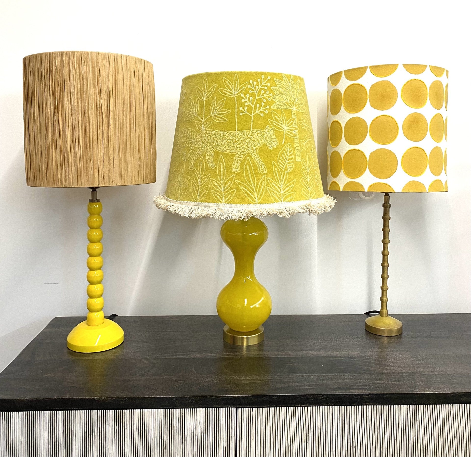 Block Printed Lampshade - Yellow