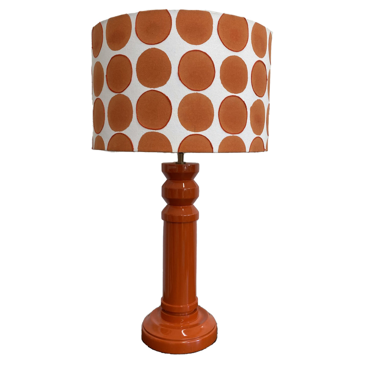 Drum Shade | Embroidered Polka Dot Wide | Orange