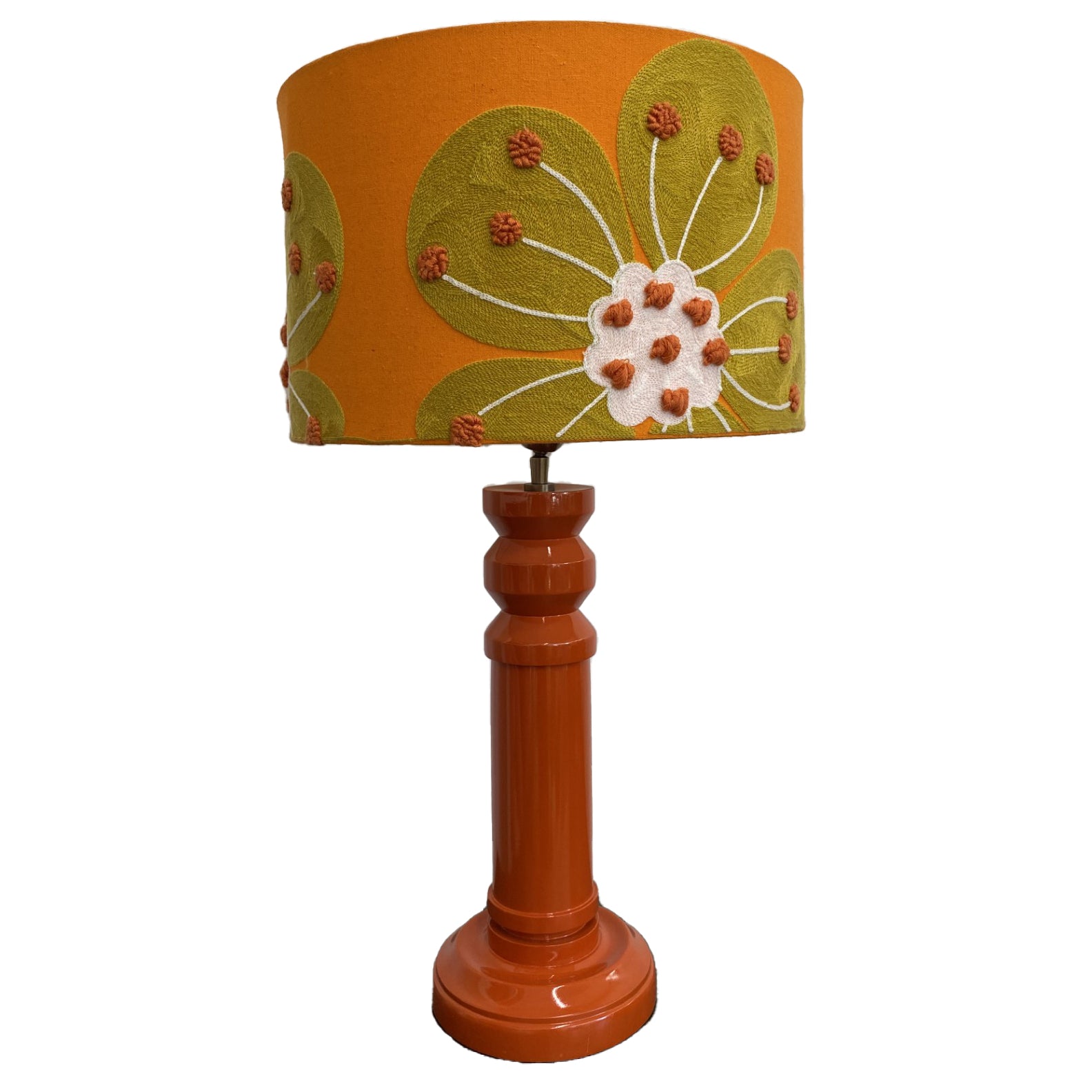 Drum Shade - Oversized Flower - Orange