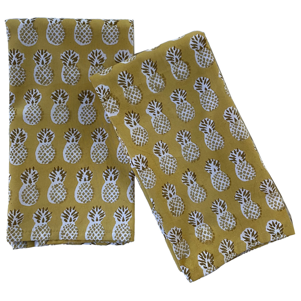 Unique Pineapple Napkins - Set of 4 in Yellow Multi