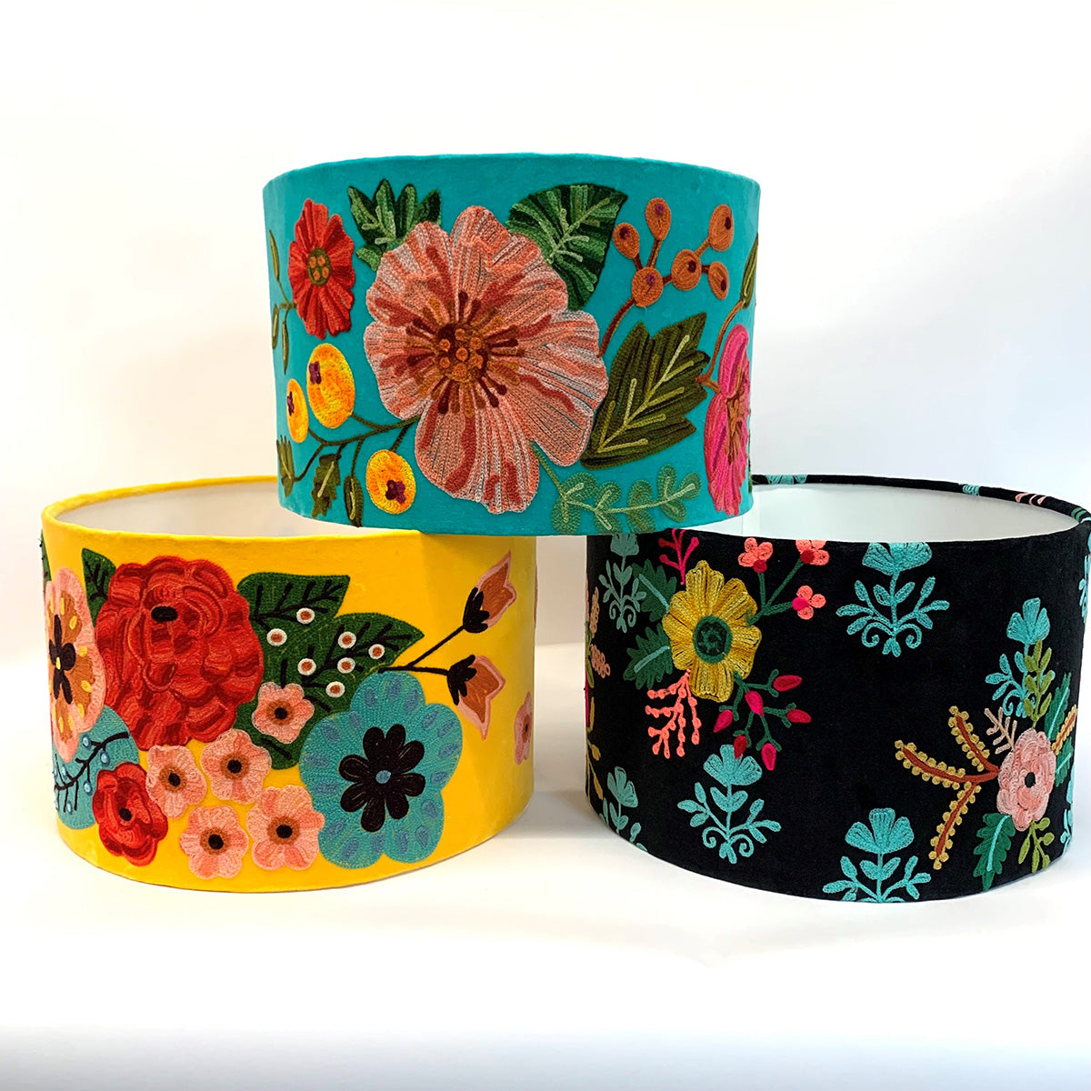 Embroidered lamp shades Australia | Mustard Floral