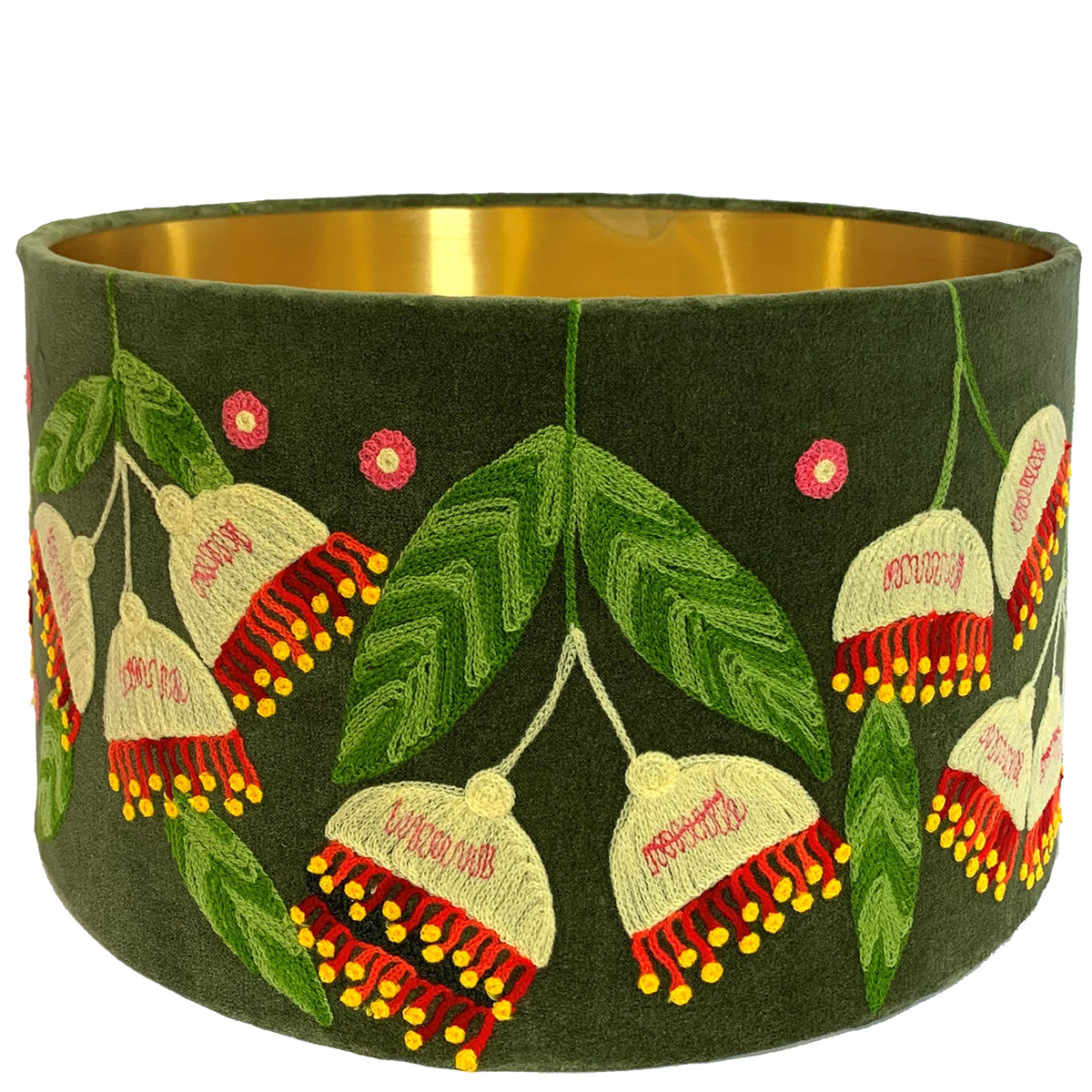 Drum Lampshade - Gumnuts - Olive