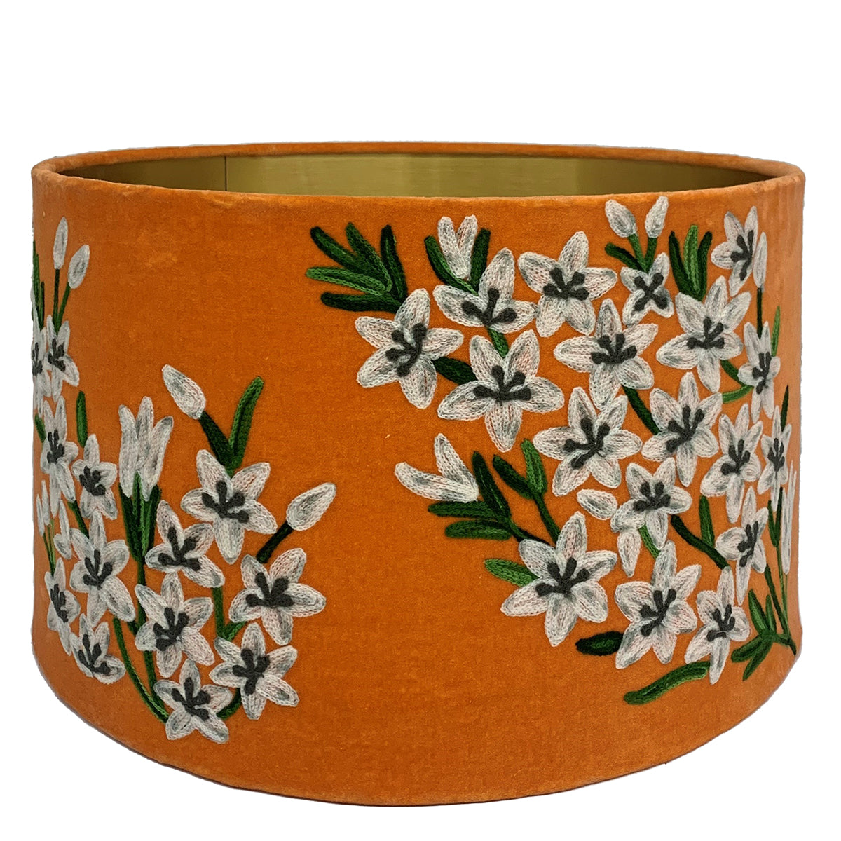 Drum Shade - English Garden - Orange / White