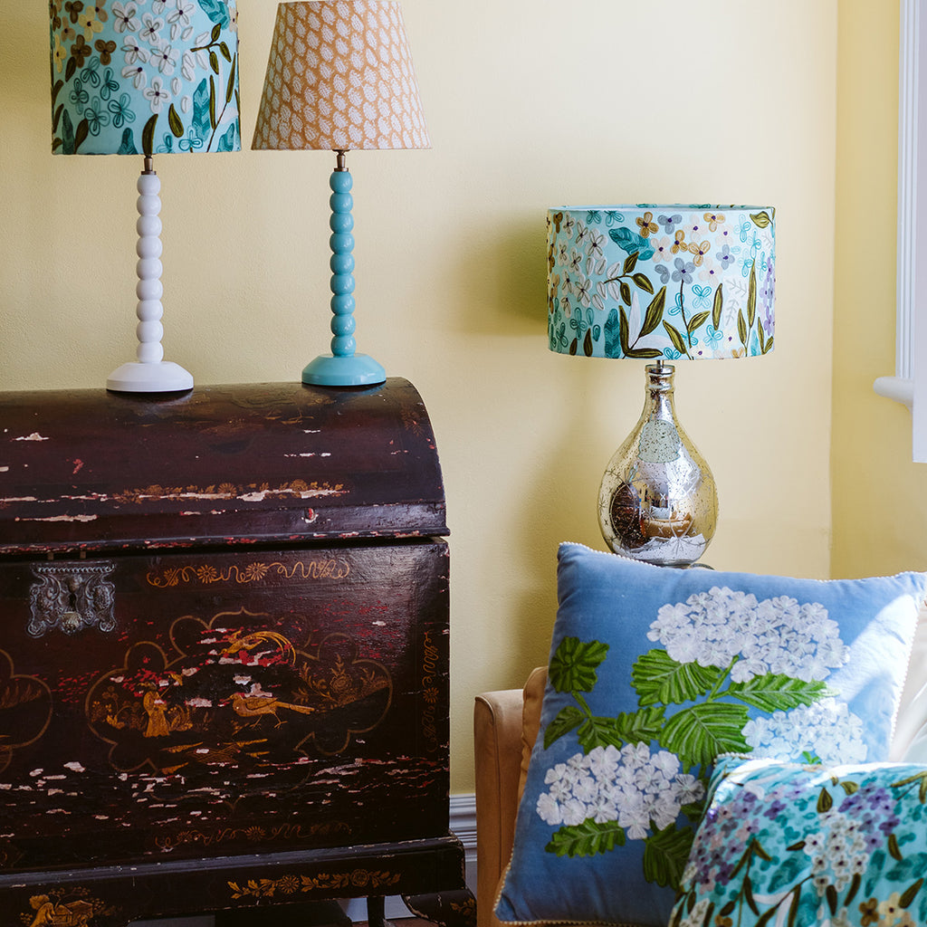 Lamp shades Sydney |  Embroidered  Jungle flowers