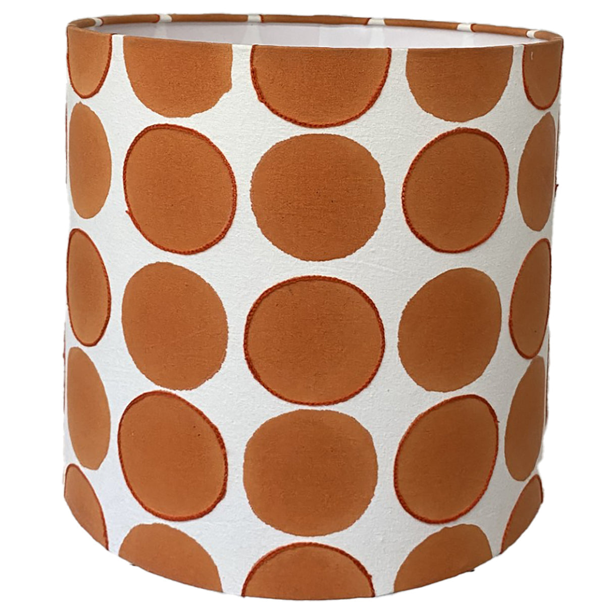 Drum Shade - Embroidered Polka Dot - Orange