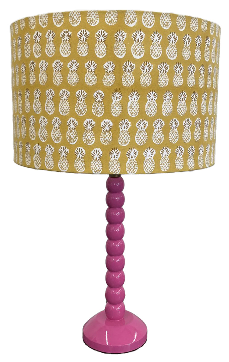 Block Printed Cotton Lamp Shade Yellow