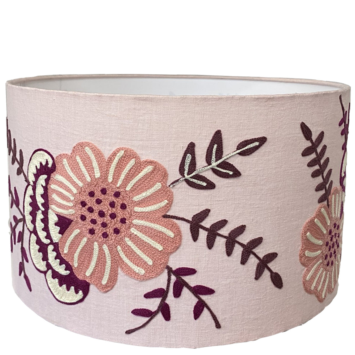 Pastel Pink Embroidered Lampshade