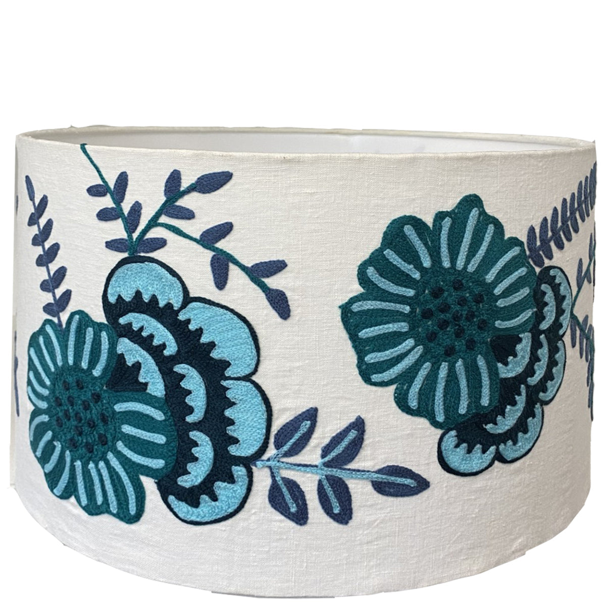 Blue Embroidered Lampshade