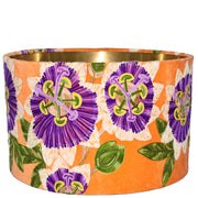 Passionfruit flower orange drum shade - embroidered velvet