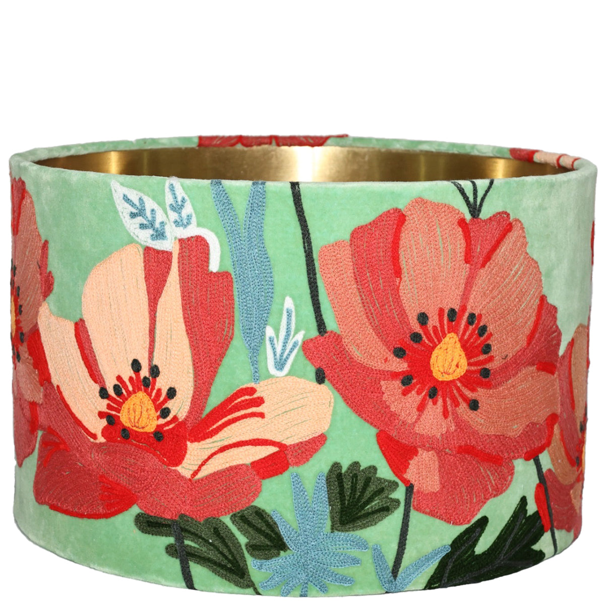 poppy mint drum lamp shade