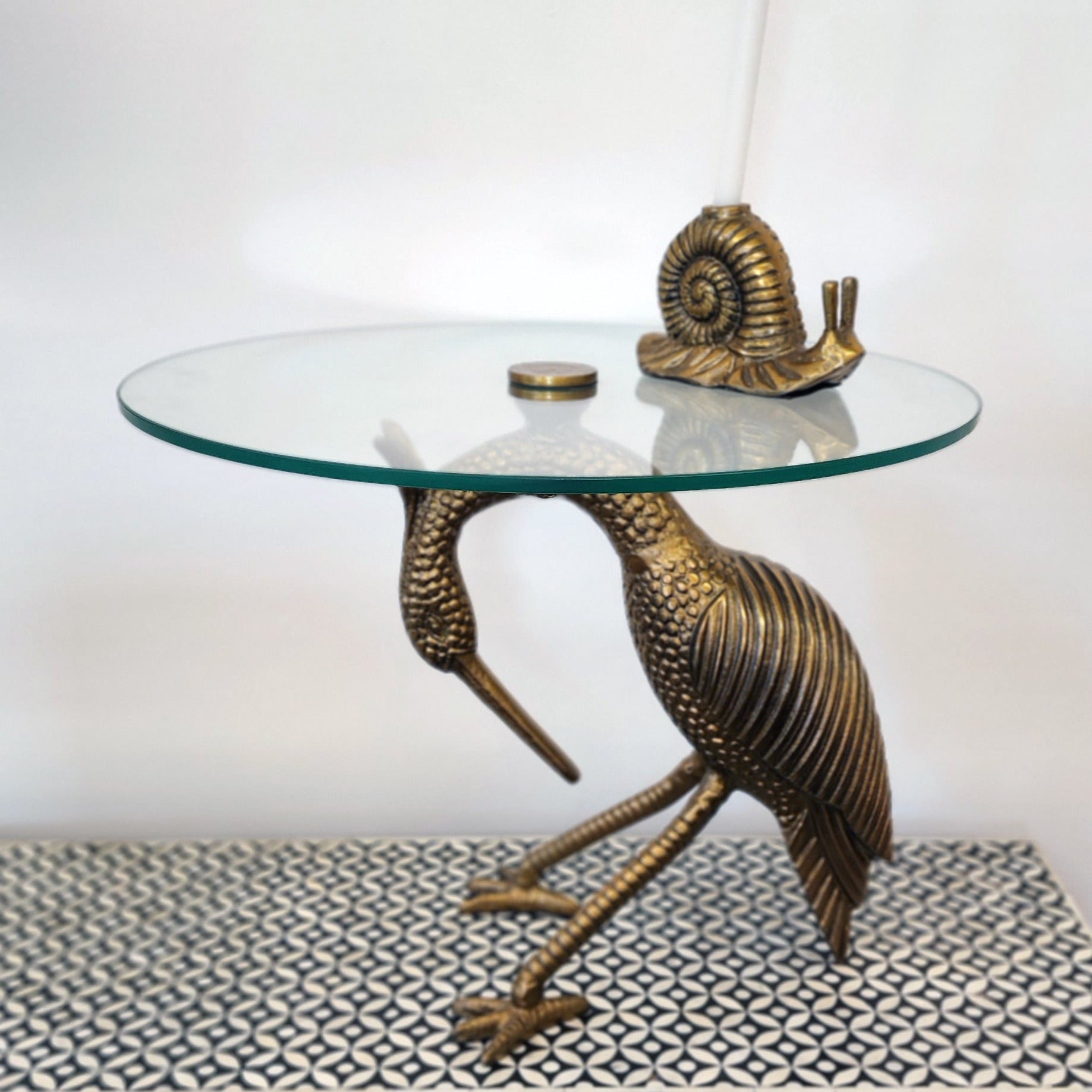 Stork Side Table - Raw Antique Gold