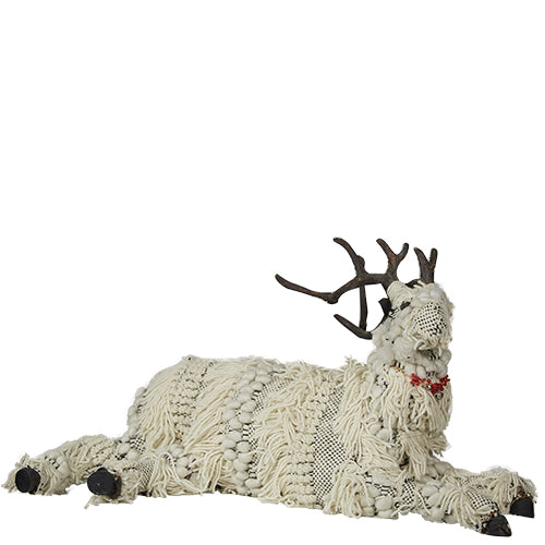 Shaggy Reindeer - Sitting - White