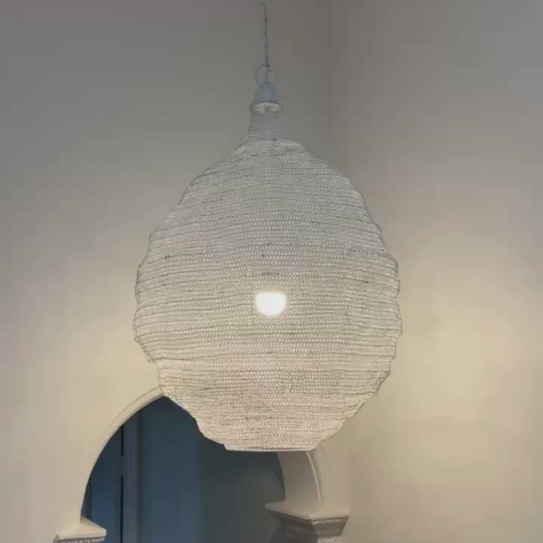 Load video: Crochet Lamp - Teardrop - White