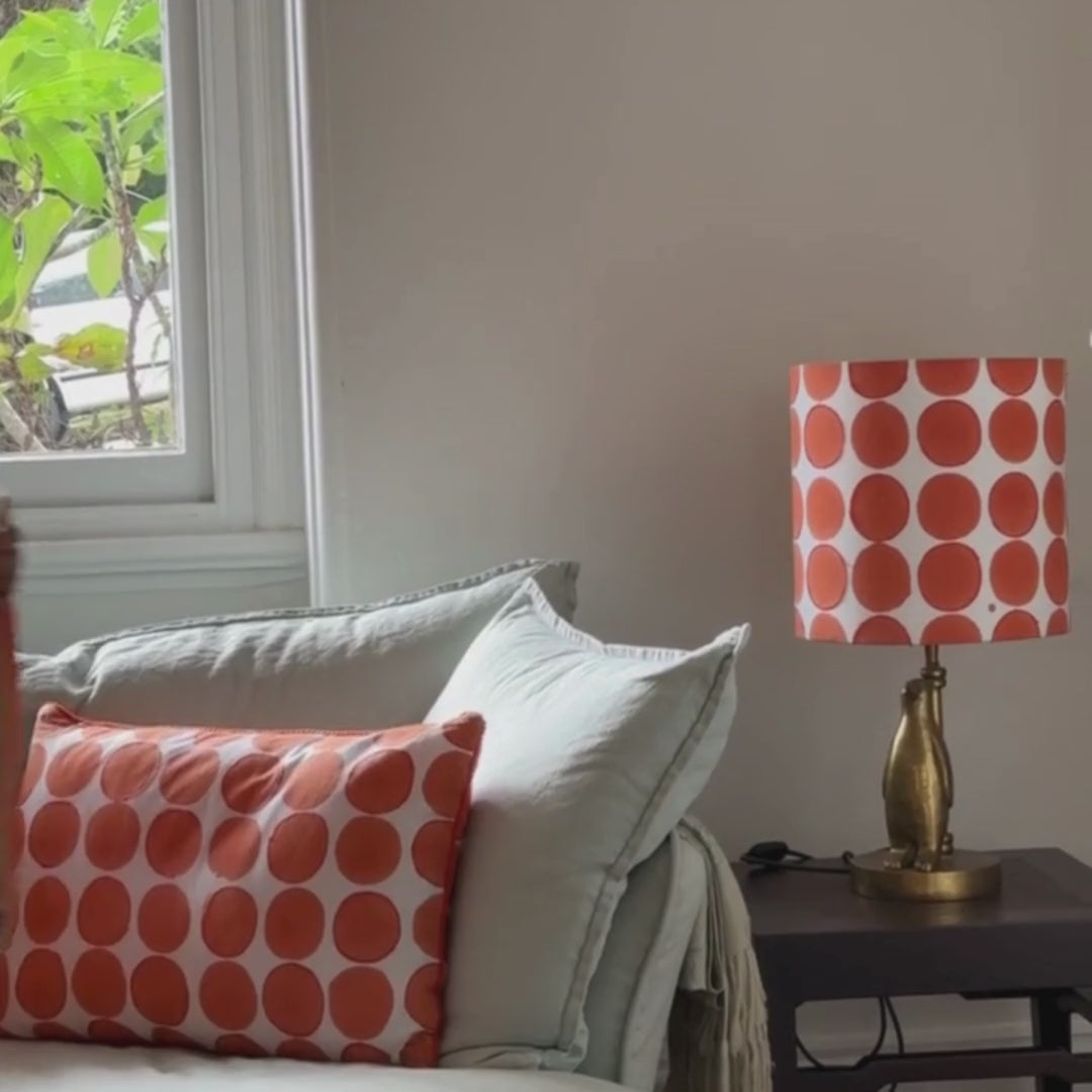 Load video: Drum Shade - Embroidered Polka Dot - Orange