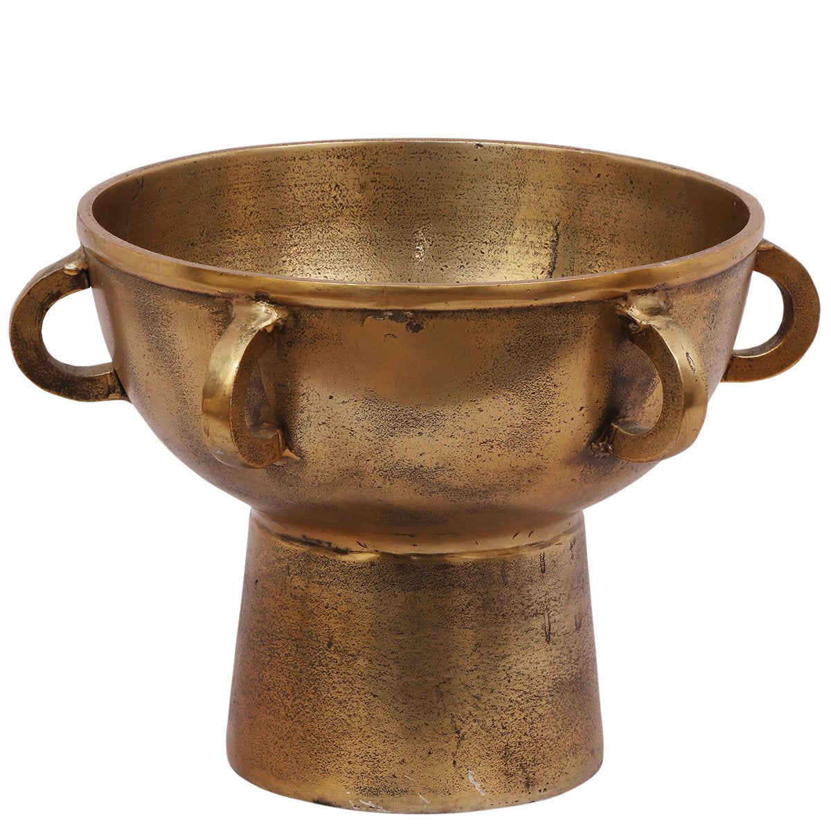 Decorative Bowl with Handles - Raw Antique Gold