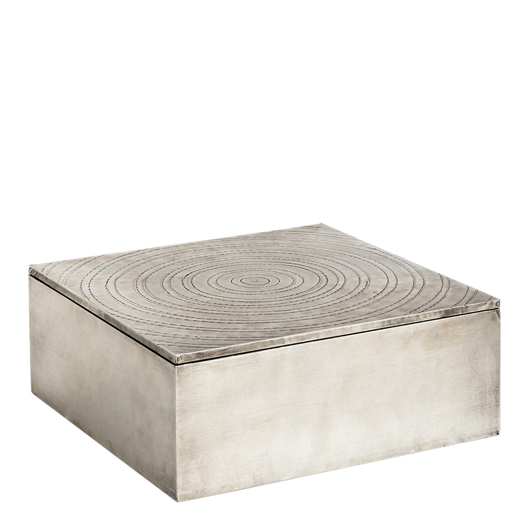 Carved 'Criss Cross' Box - Silver Antique
