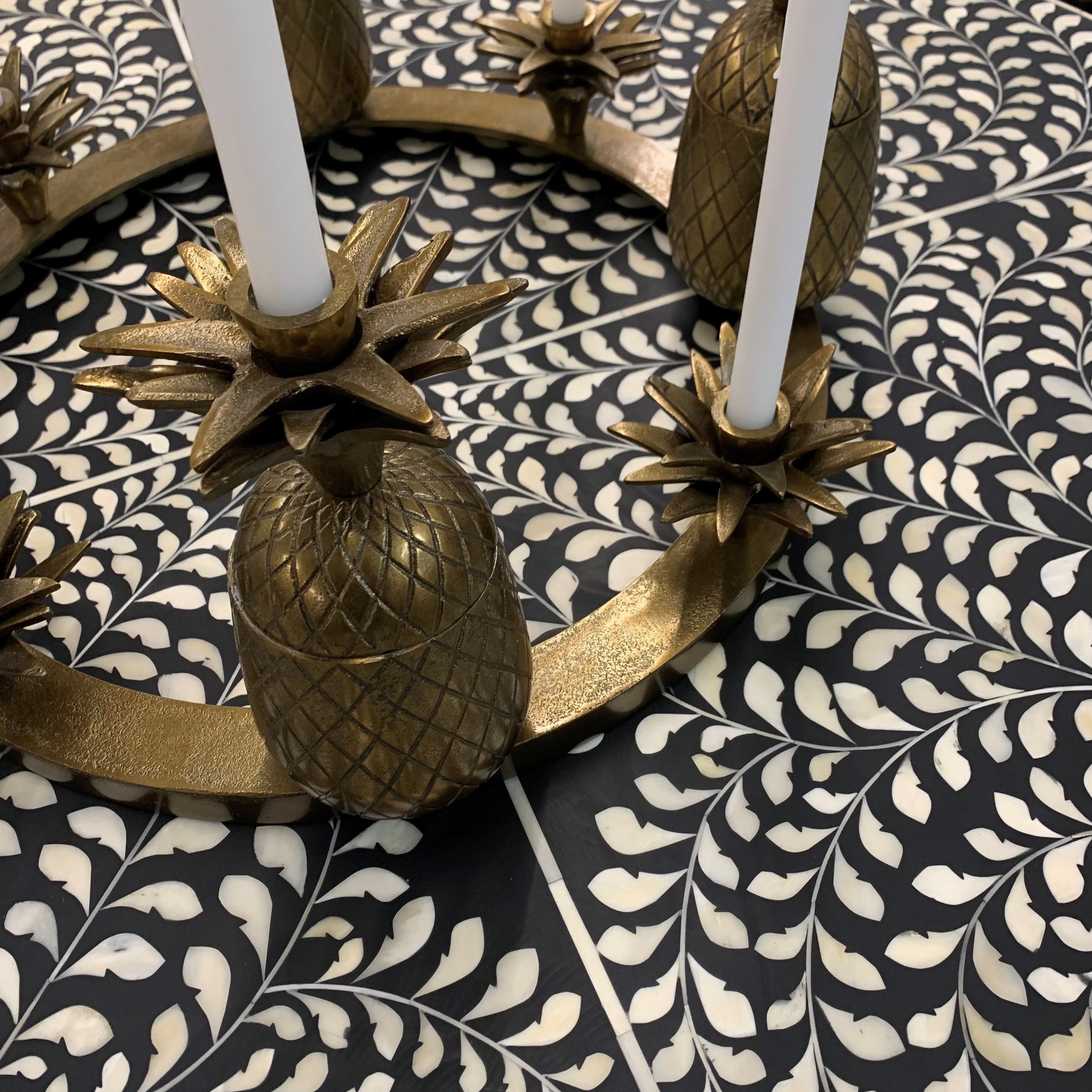 Pineapple Candleholder - Raw Antique Gold