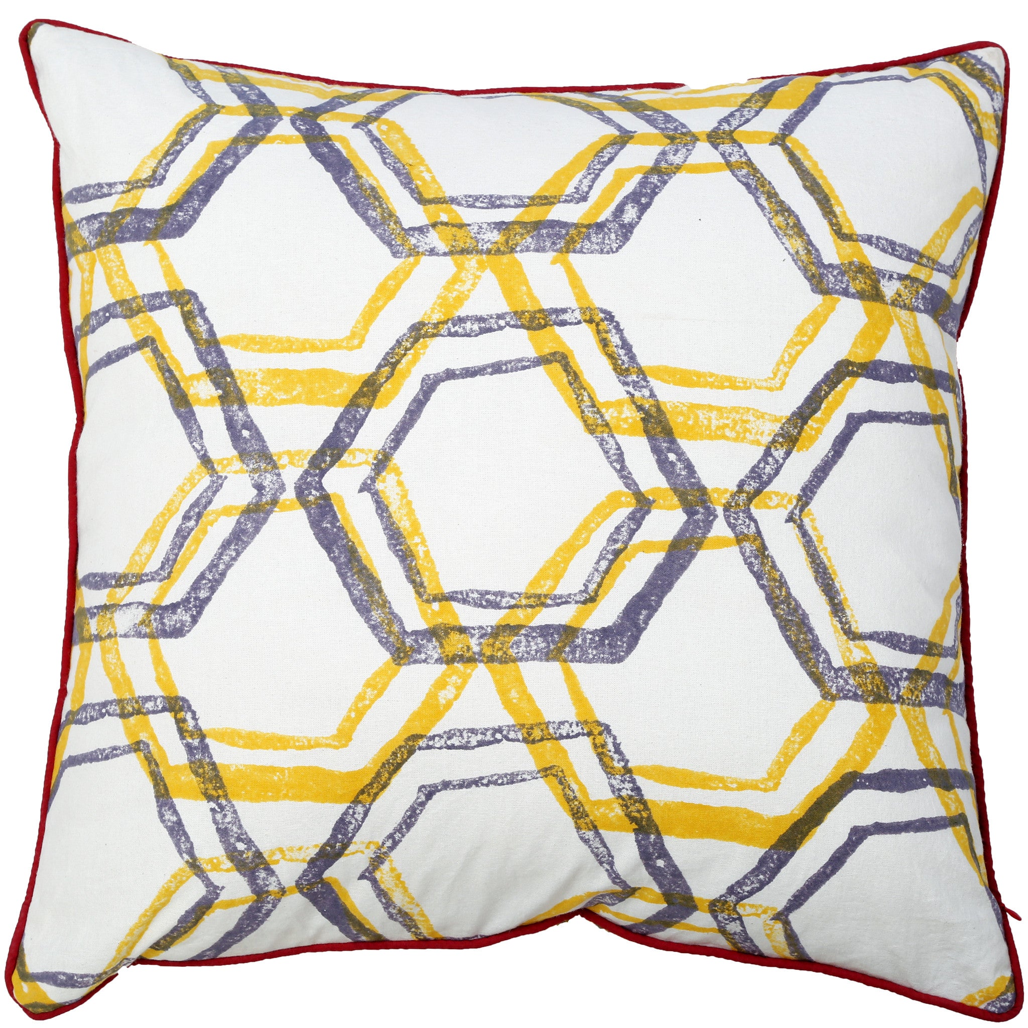 Abstract Cushion - Jali - Yellow / Slate Blue