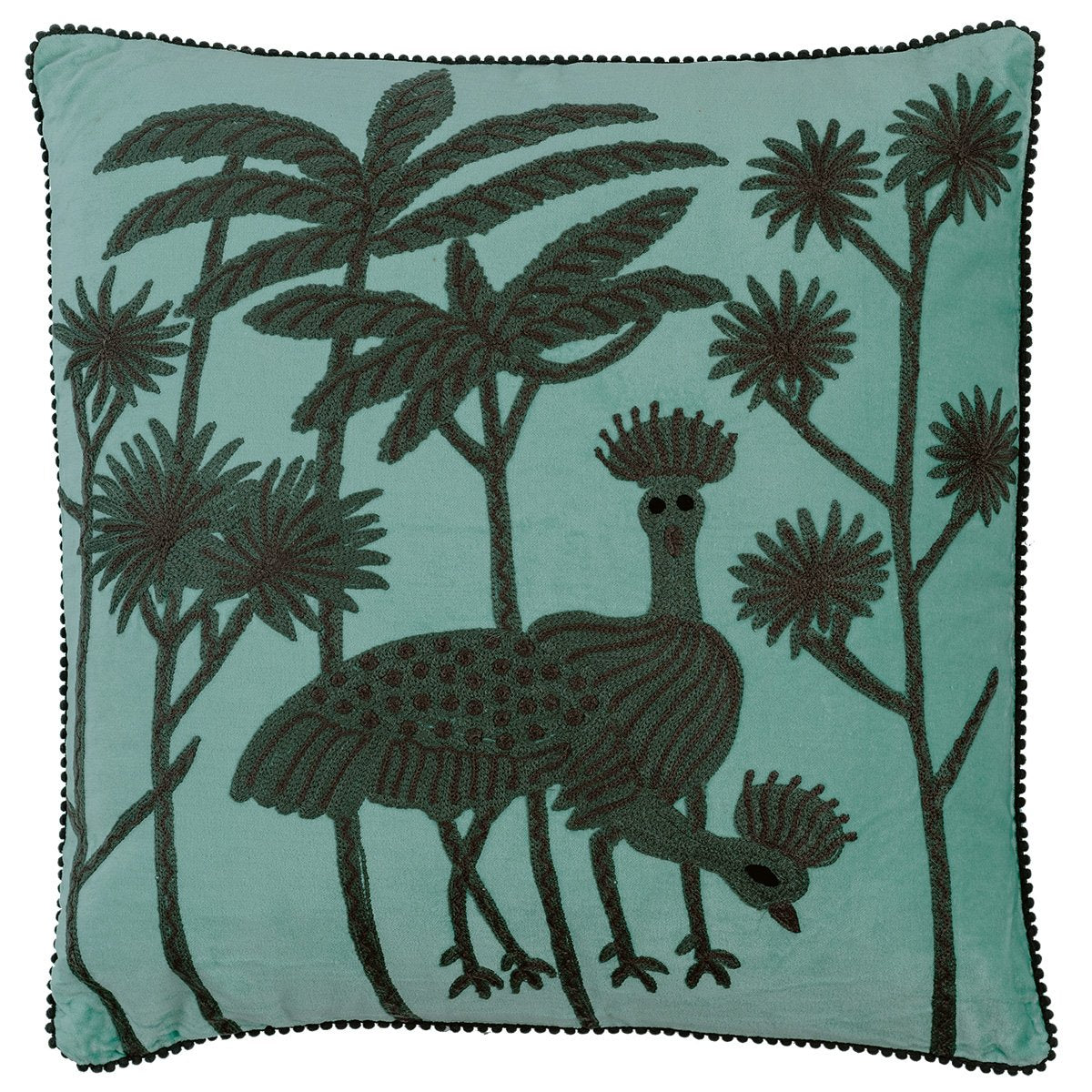 Emu Cushion - Turquoise / Grey