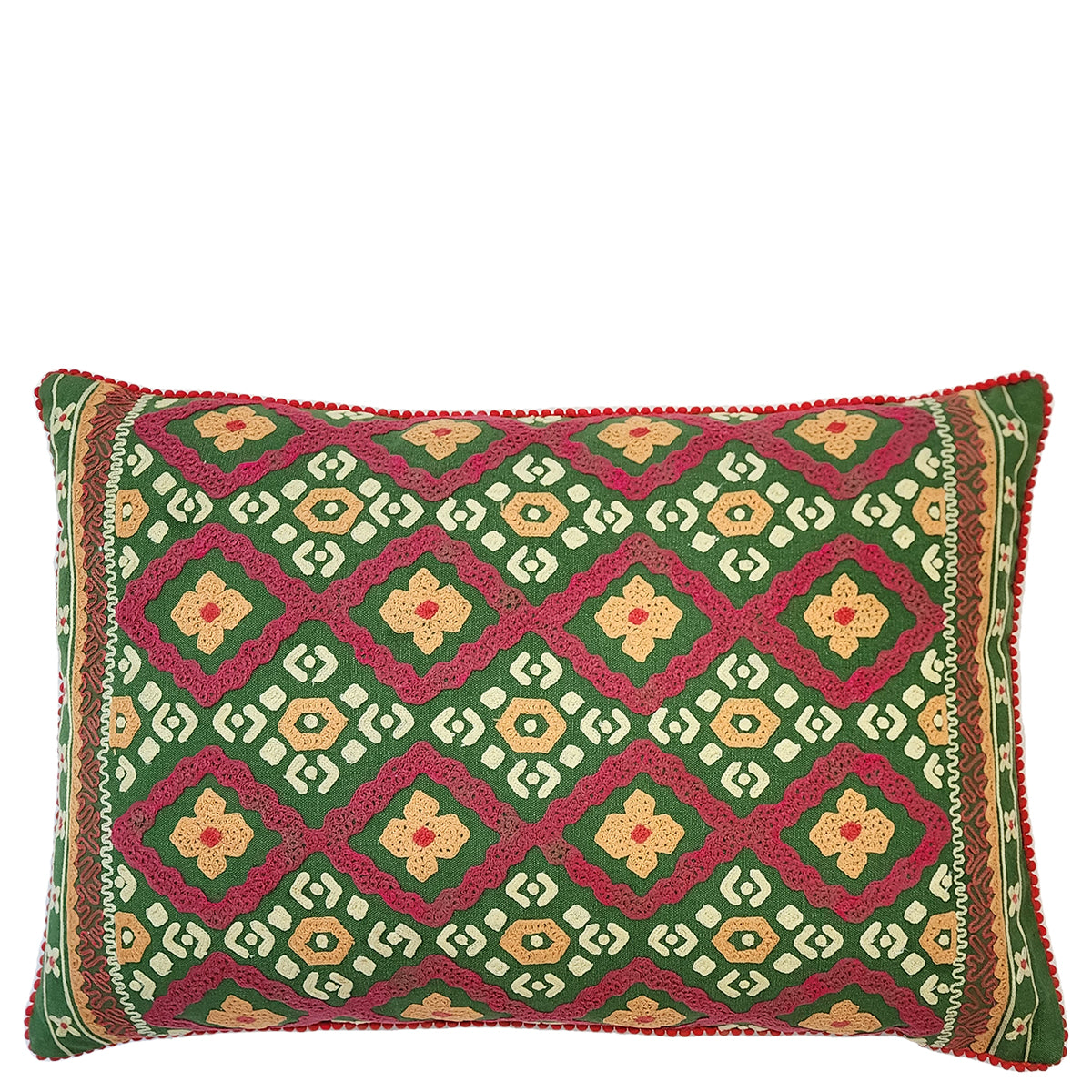 Embroidered lumbar cushions