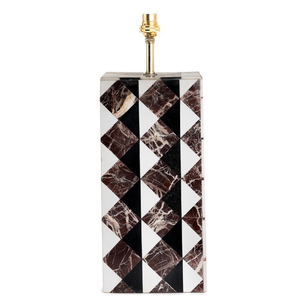Stone Parquet Lamp Base - Triangle - Black / White / Crimson