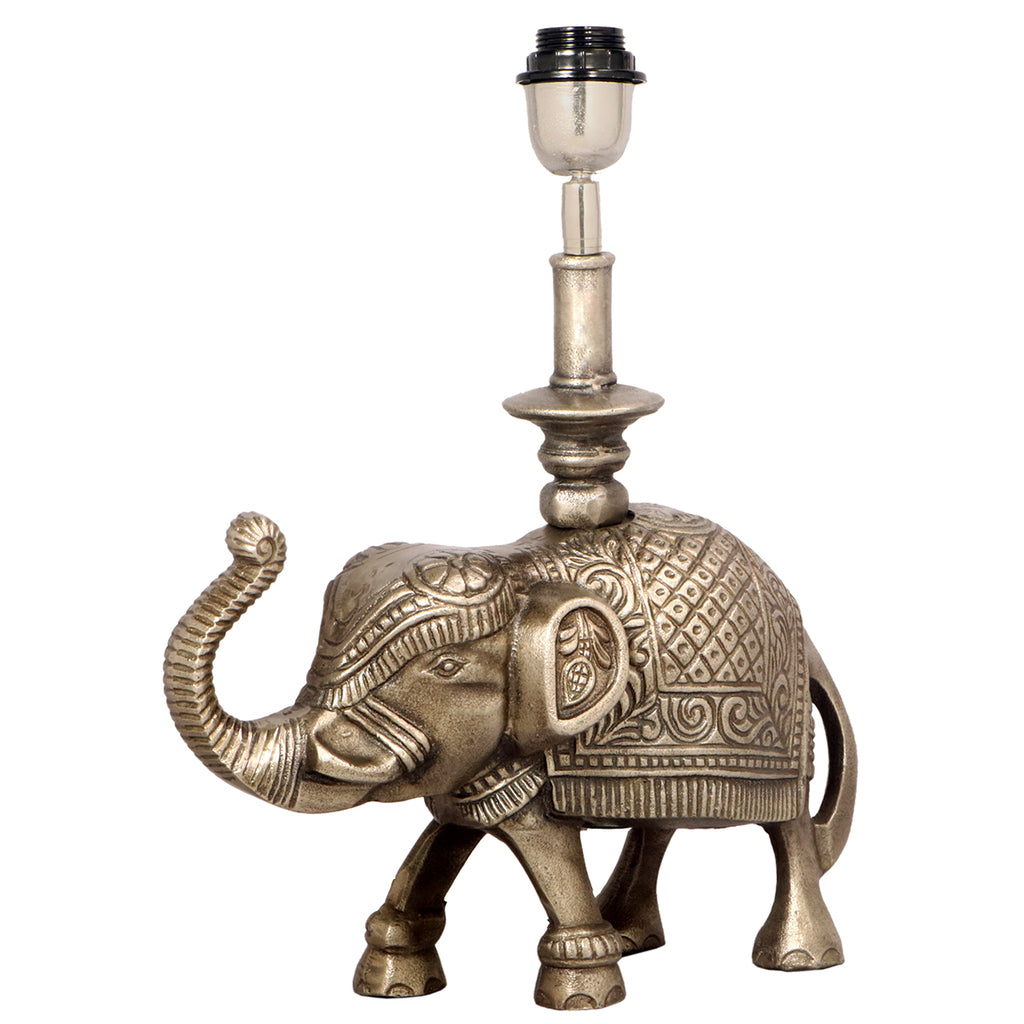 Ornamental Elephant Lamp Base - Raw New Pewter