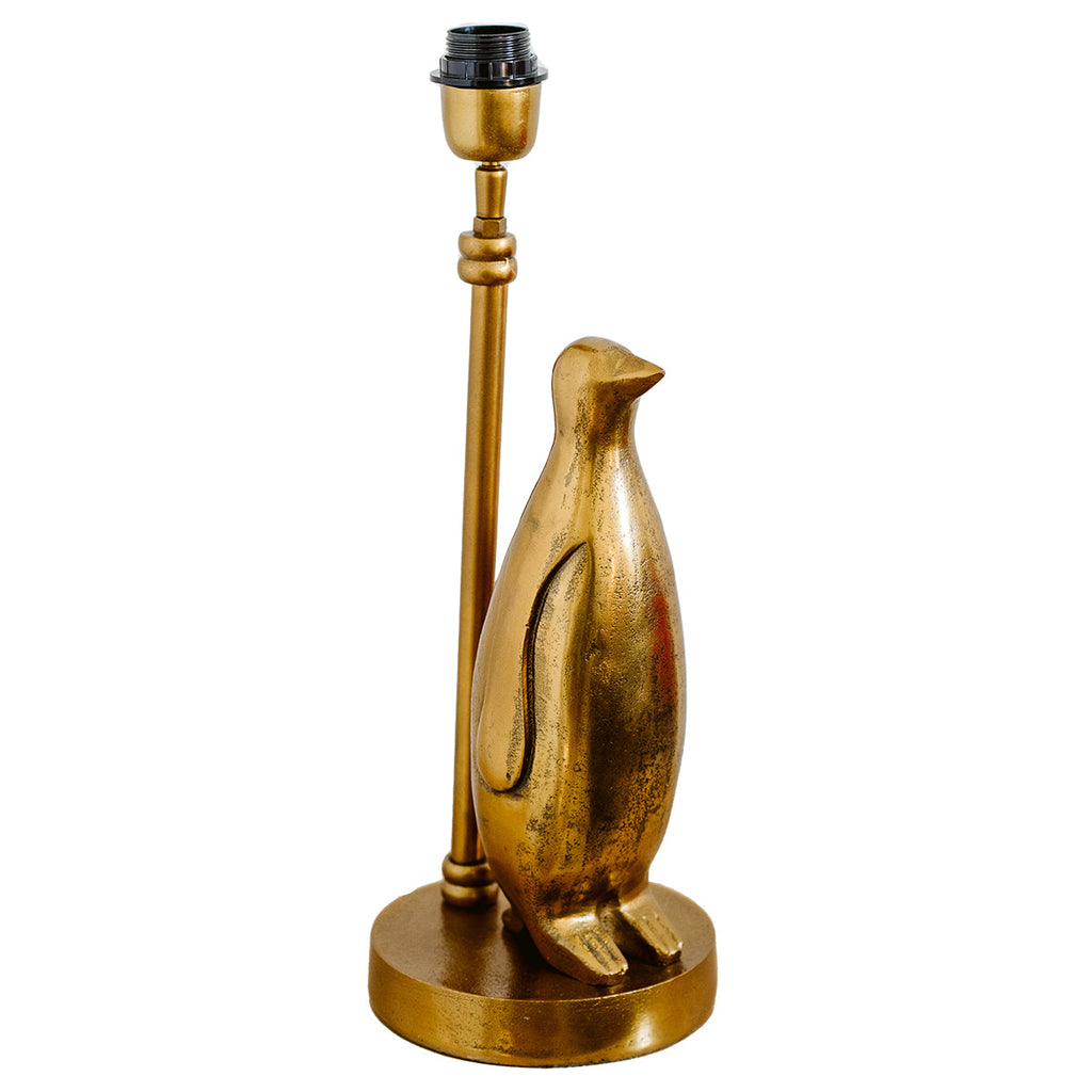 Penguin Lamp Base - Raw Antique Gold