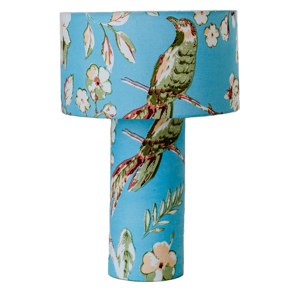 Printed Cotton Lamp Bases and Lamp Shade Set Nightinggale Blue